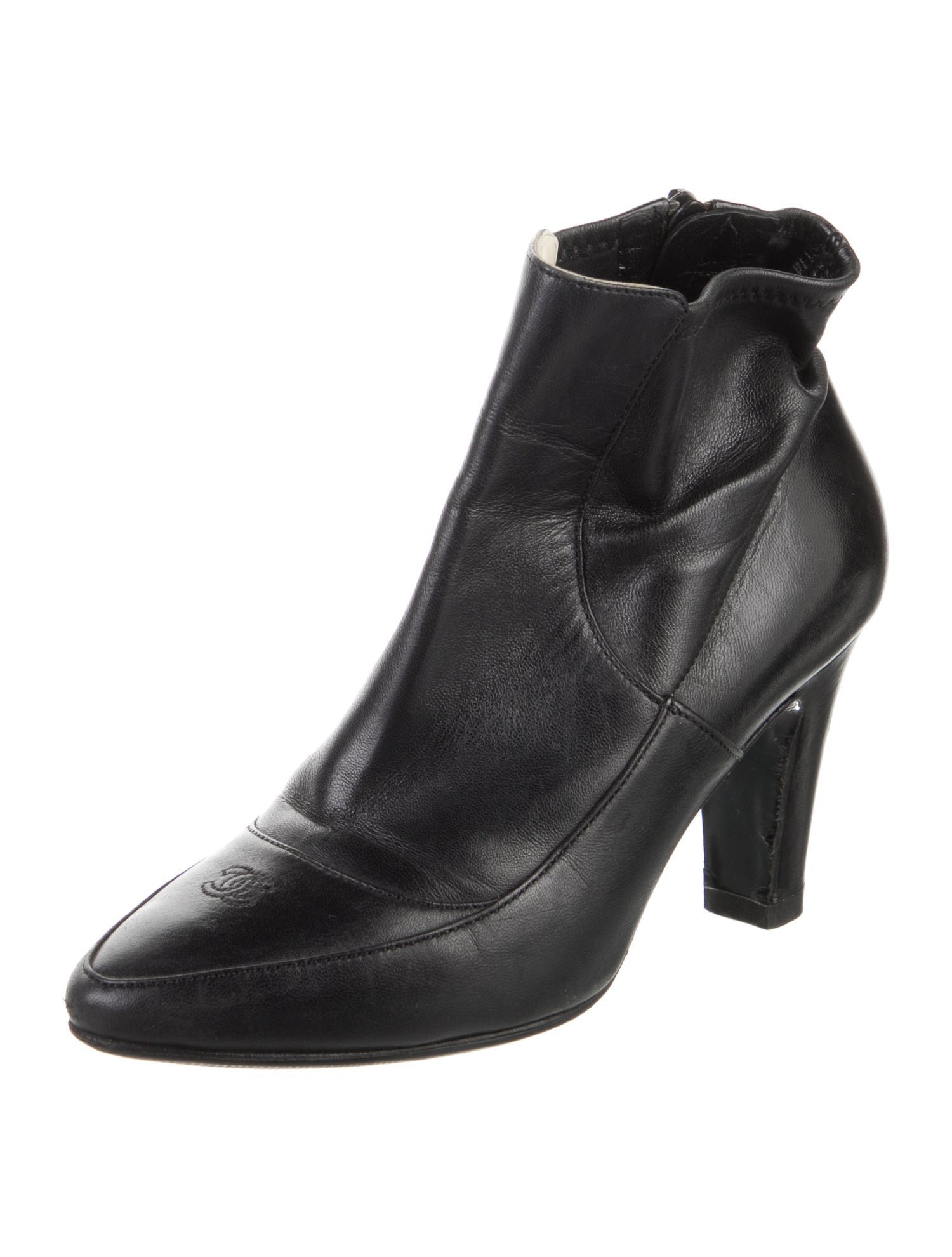 Chanel Interlocking CC Logo Leather Boots