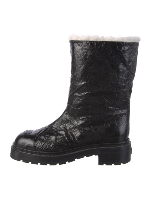 Chanel Coco Neige Interlocking CC Logo Moto Boots