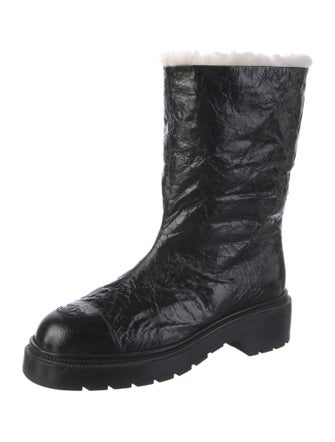 Chanel Coco Neige Interlocking CC Logo Moto Boots