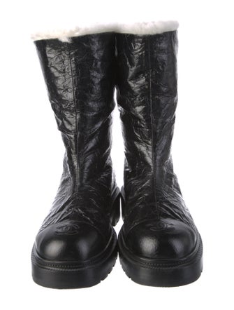 Chanel Coco Neige Interlocking CC Logo Moto Boots