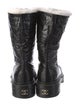 Chanel Coco Neige Interlocking CC Logo Moto Boots