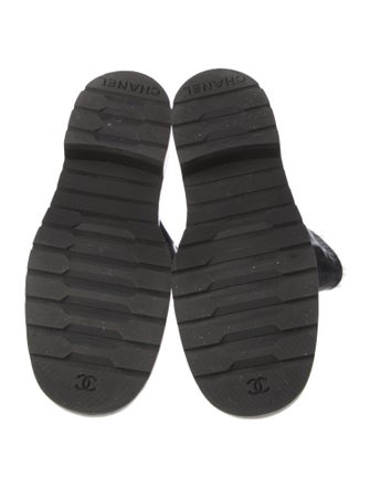 Chanel Coco Neige Interlocking CC Logo Moto Boots