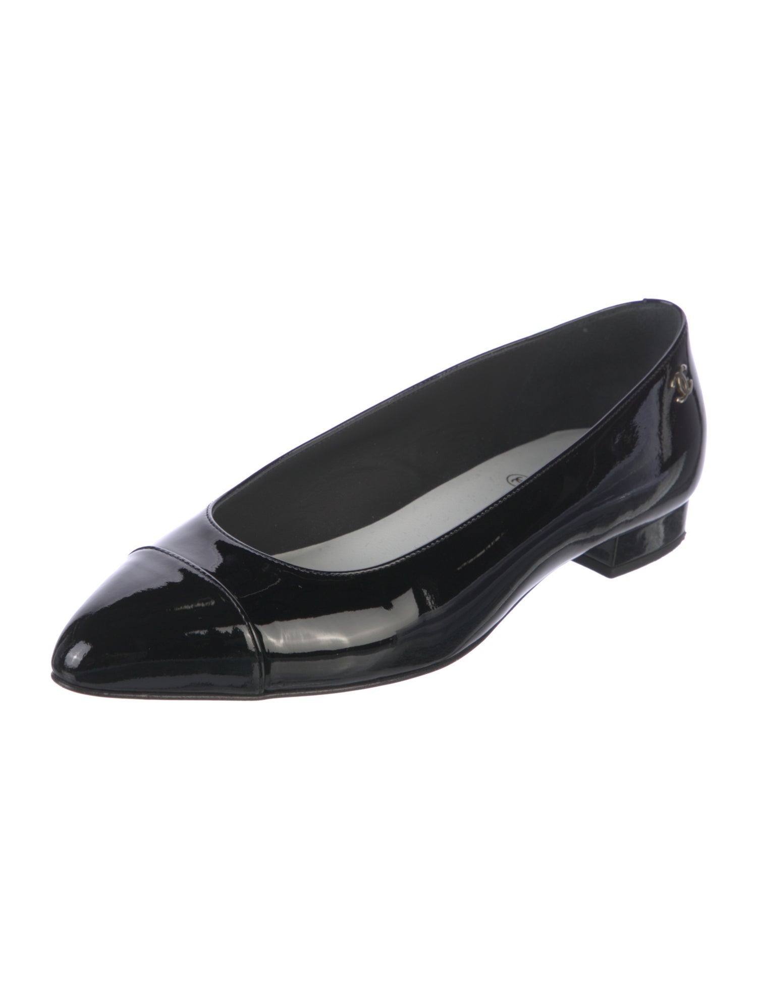 Chanel Interlocking CC Logo Patent Leather Flats