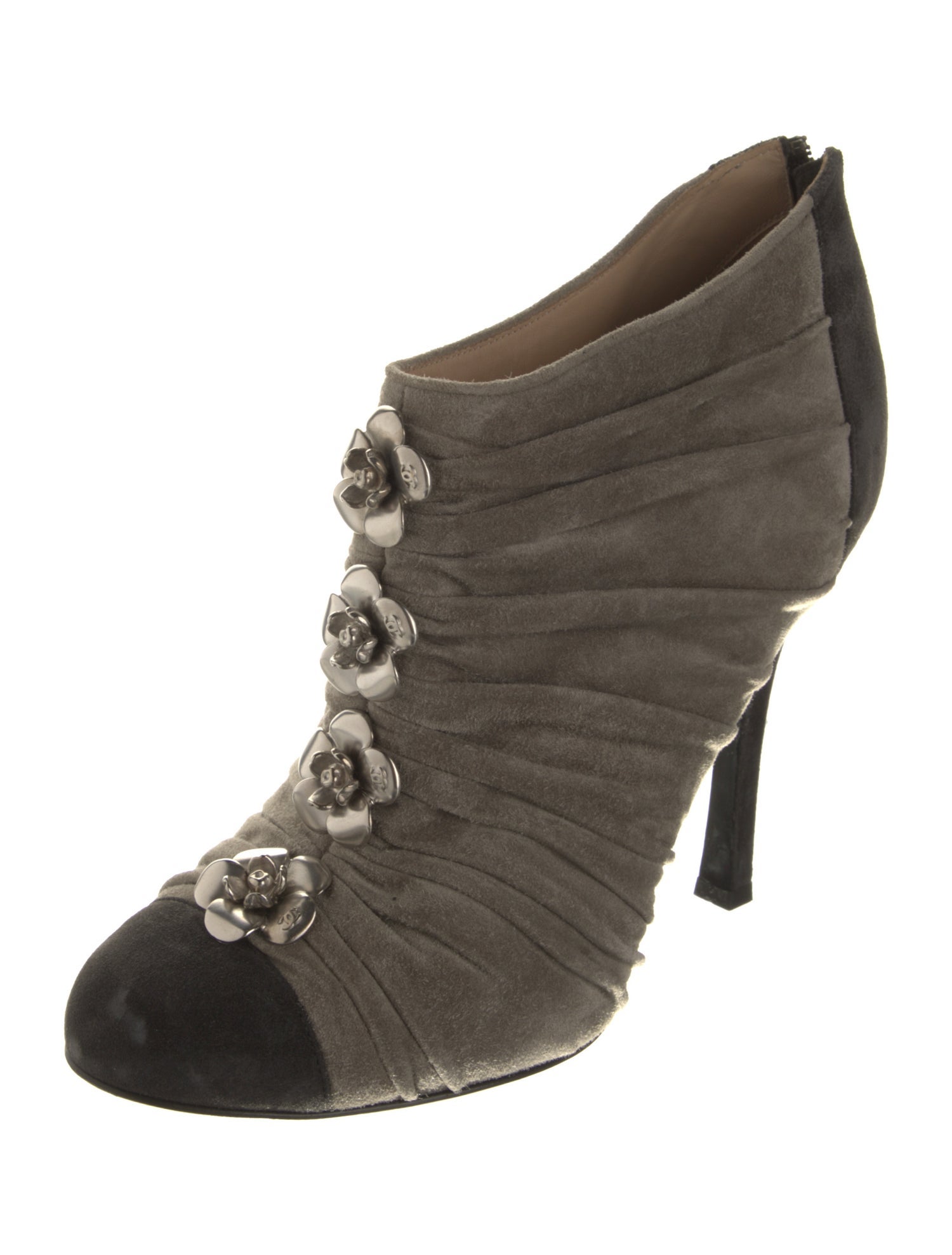 Chanel Interlocking CC Logo Suede Lace-Up Boots