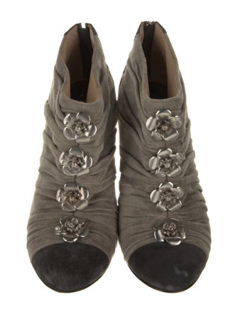 Chanel Interlocking CC Logo Suede Lace-Up Boots