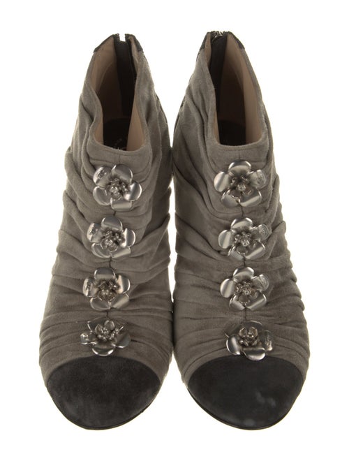 Chanel Interlocking CC Logo Suede Lace-Up Boots