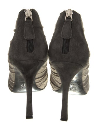 Chanel Interlocking CC Logo Suede Lace-Up Boots