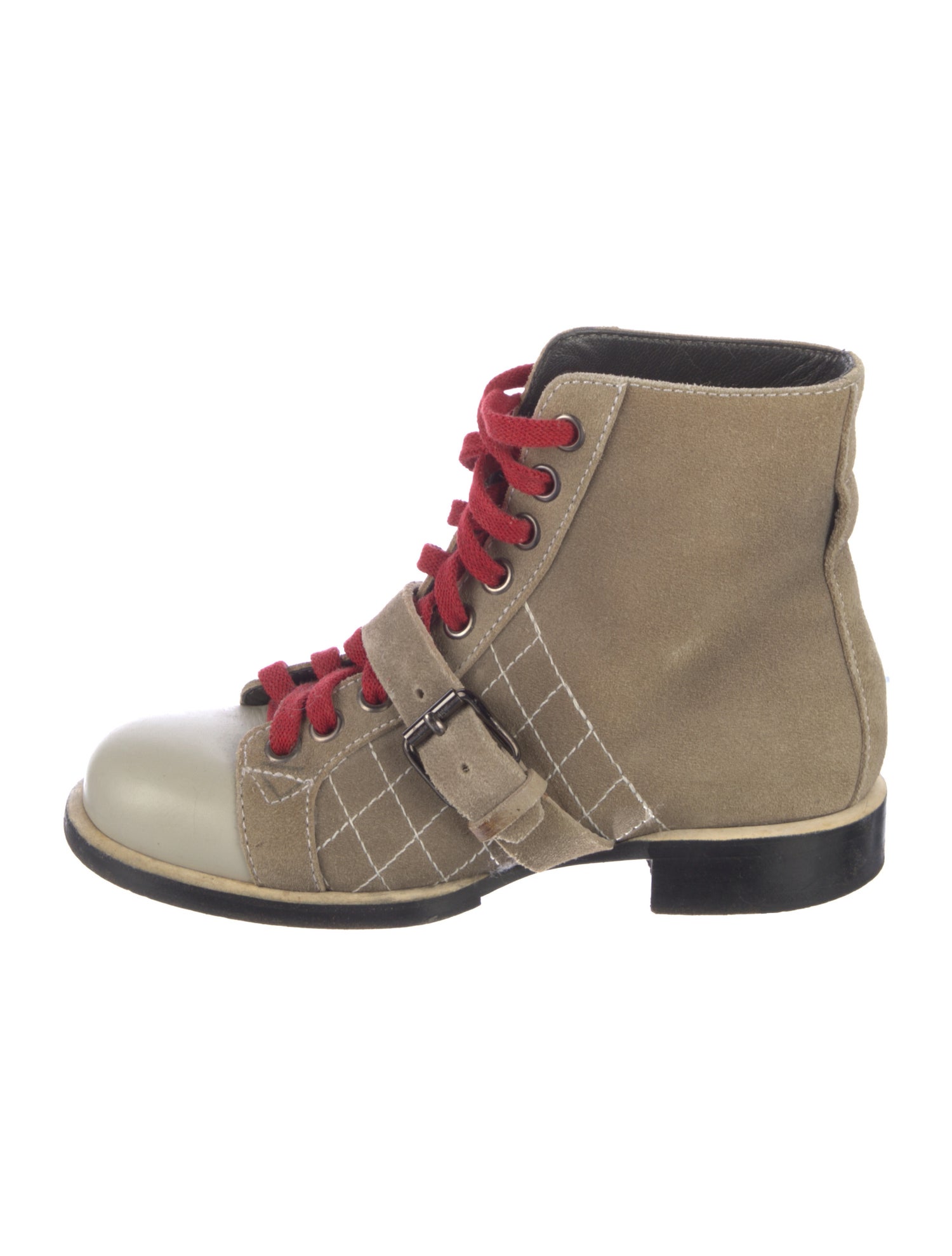 Chanel Vintage Quilted Pattern Combat Boots