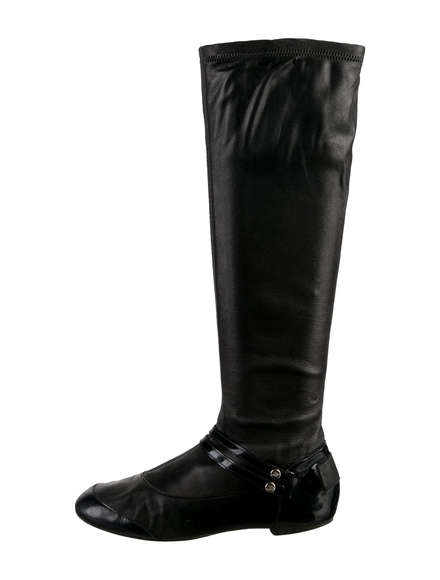 Chanel Interlocking CC Logo Leather Riding Boots