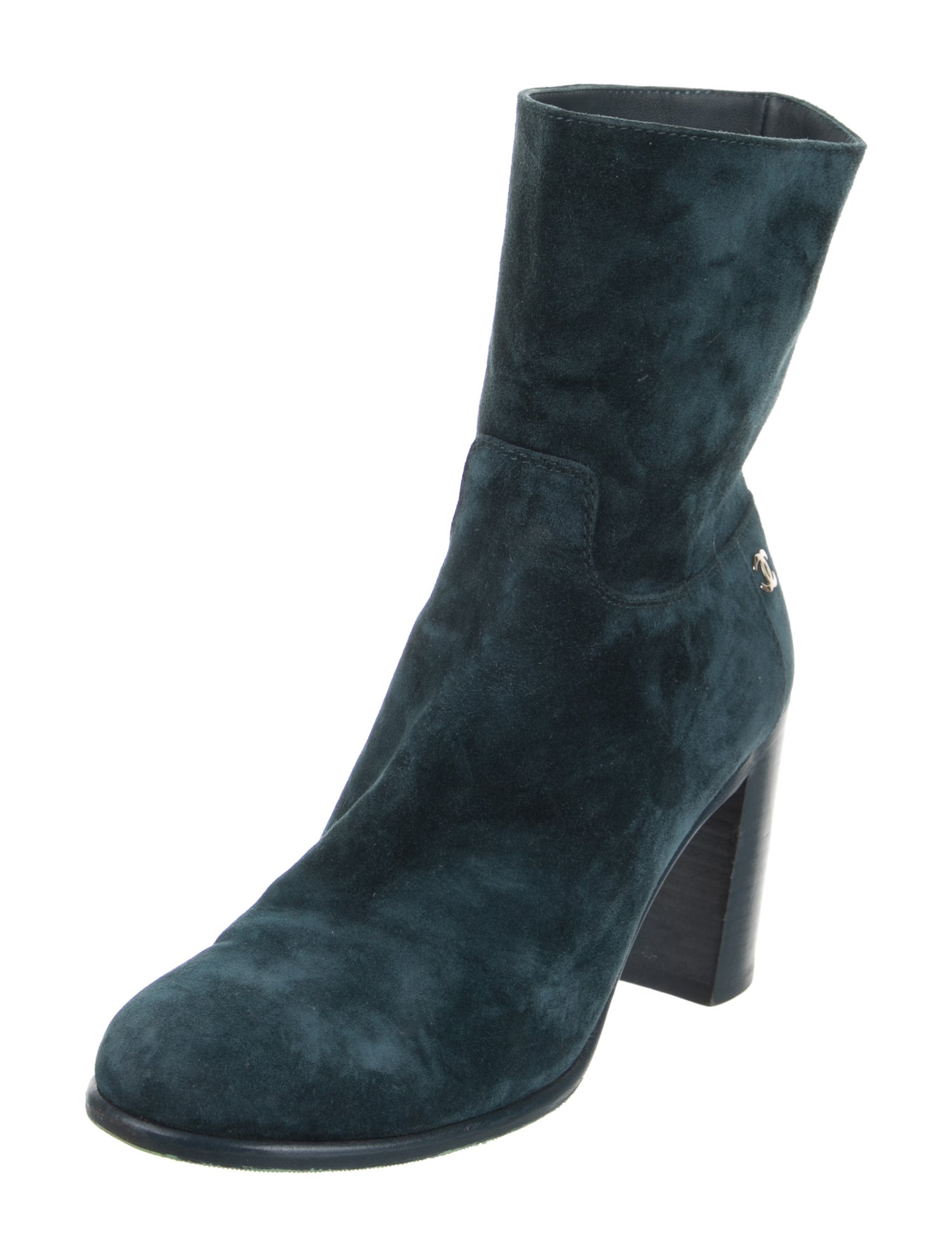 Chanel Interlocking CC Logo Suede Boots
