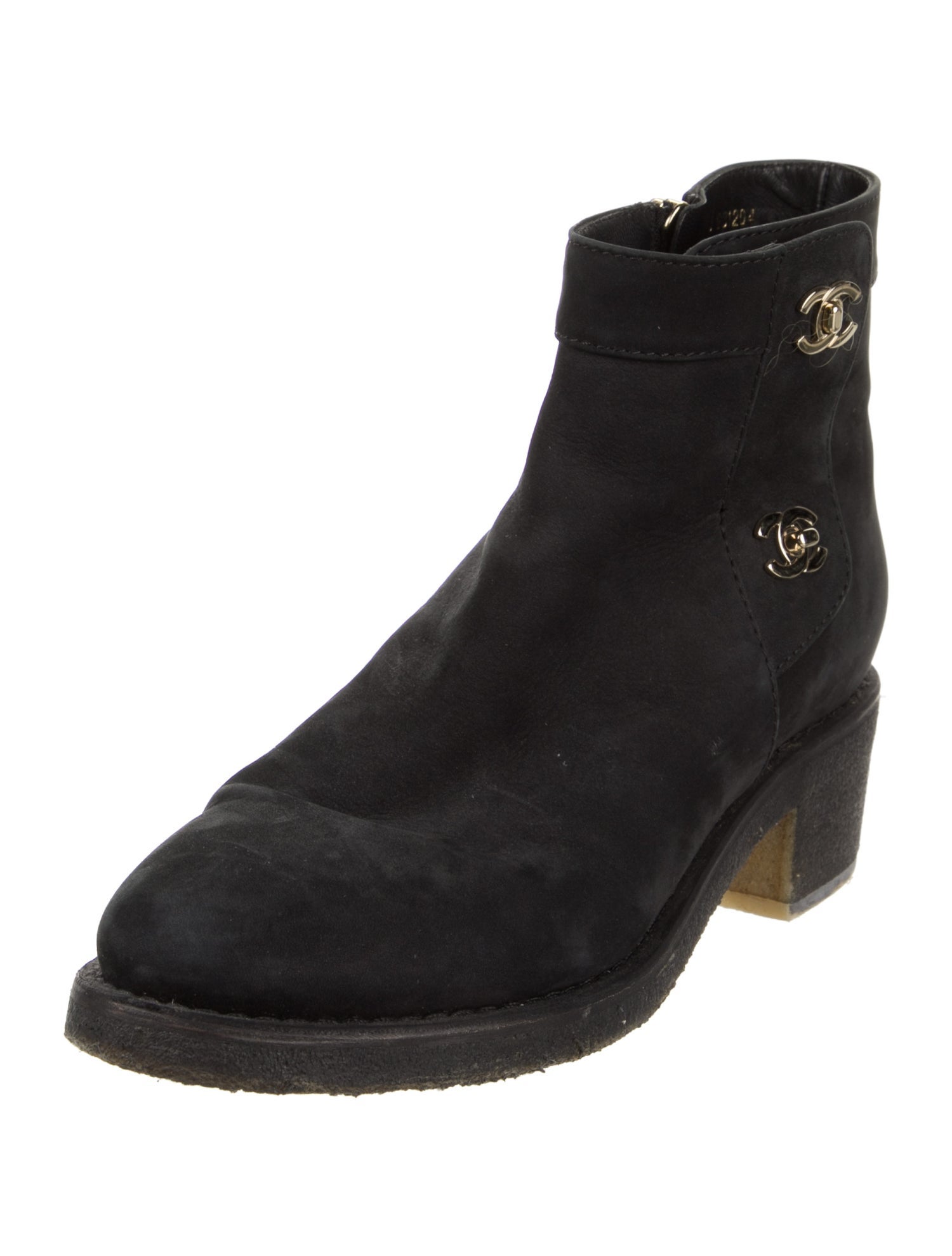 Chanel Interlocking CC Logo Suede Moto Boots