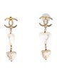 Chanel 2022 Faux Pearl CC Heart Drop Earrings