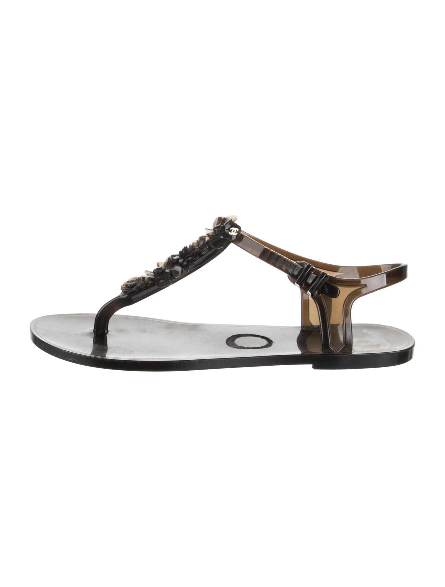 Chanel T-Strap Interlocking CC Logo T-Strap Sandals