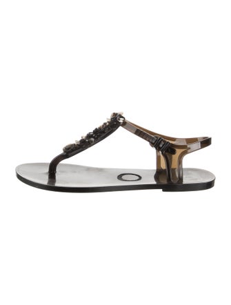Chanel T-Strap Interlocking CC Logo T-Strap Sandals