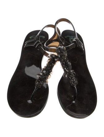 Chanel T-Strap Interlocking CC Logo T-Strap Sandals