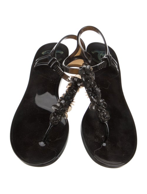 Chanel T-Strap Interlocking CC Logo T-Strap Sandals