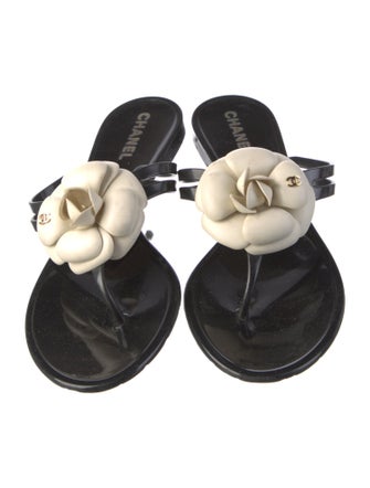 Chanel Interlocking CC Logo Rubber Slides