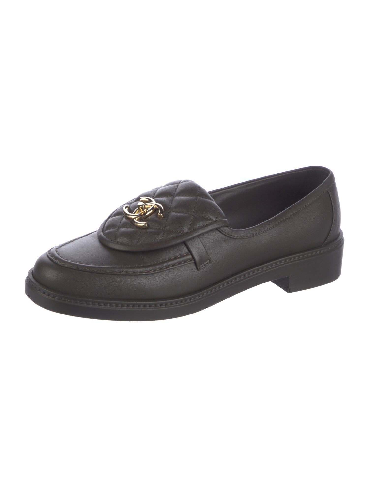 Chanel Interlocking CC Logo Lambskin Loafers