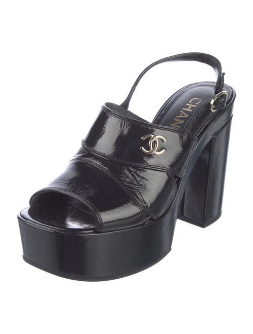 Chanel Interlocking CC Logo Leather Mules