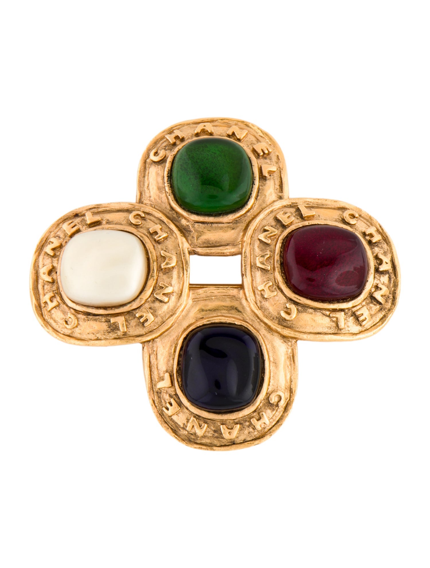 Chanel Gripoix & Faux Pearl Cross Brooch