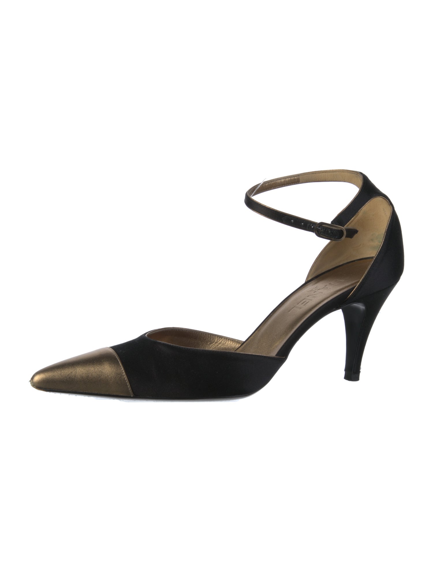 Chanel Interlocking CC Logo Satin D'Orsay Pumps