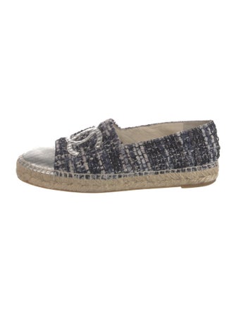 Chanel Interlocking CC Logo Tweed Espadrilles