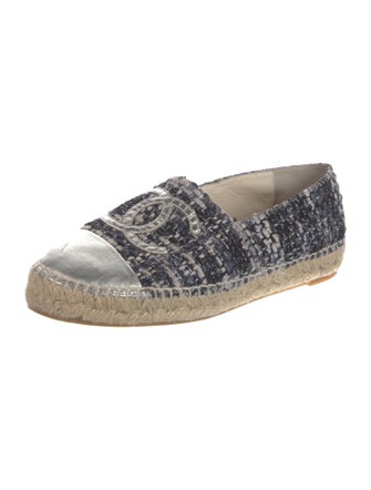 Chanel Interlocking CC Logo Tweed Espadrilles