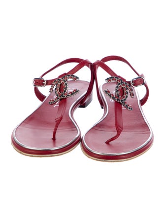 Chanel 2019 Interlocking CC Logo T-Strap Sandals