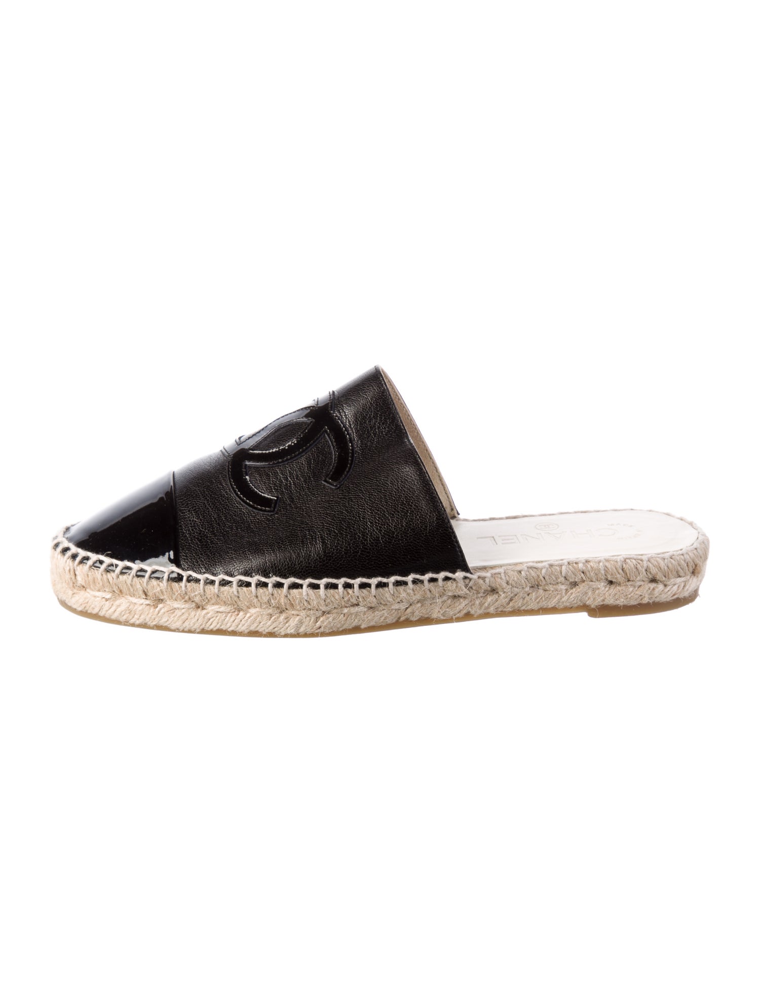 Chanel Interlocking CC Logo Leather Espadrilles