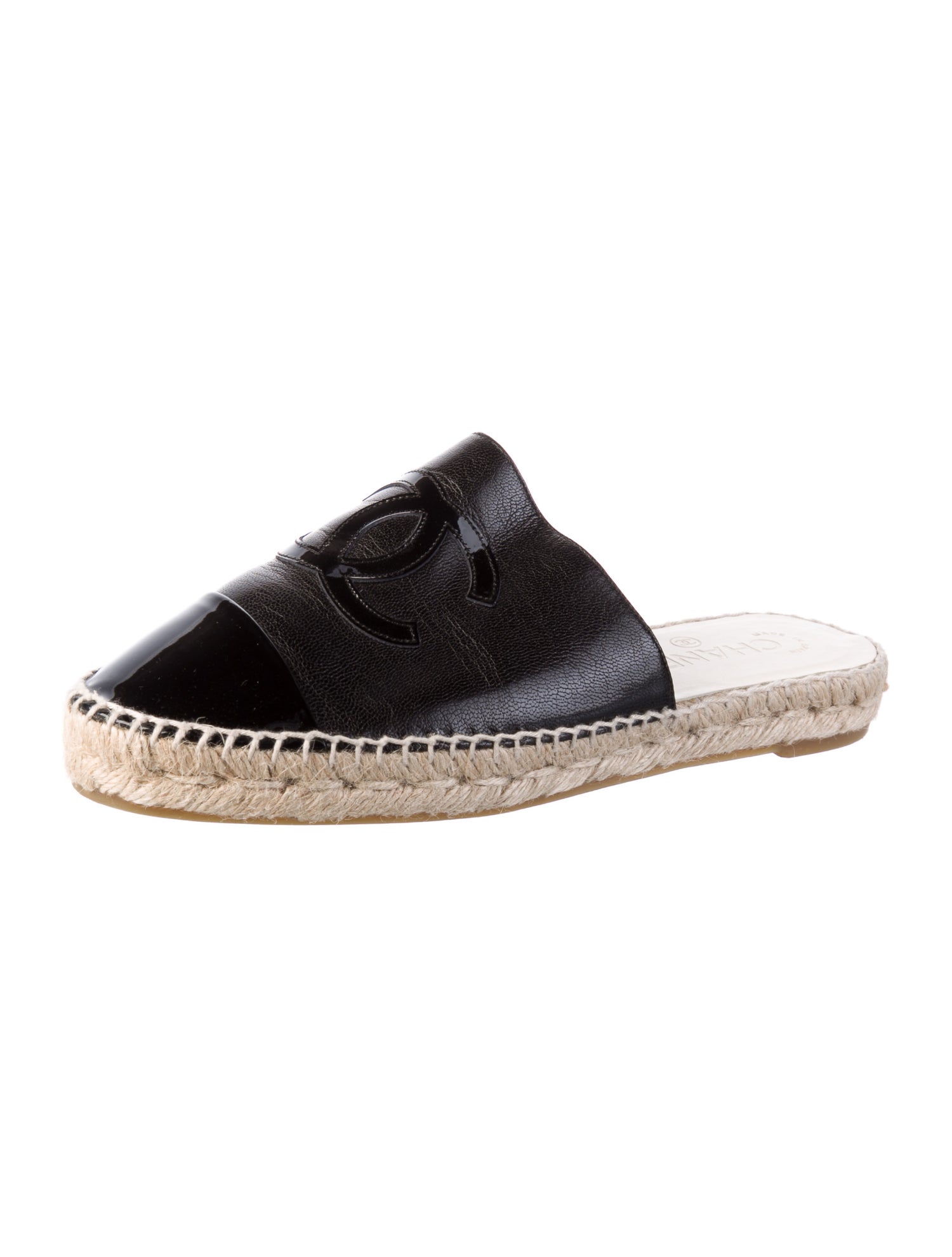Chanel Interlocking CC Logo Leather Espadrilles