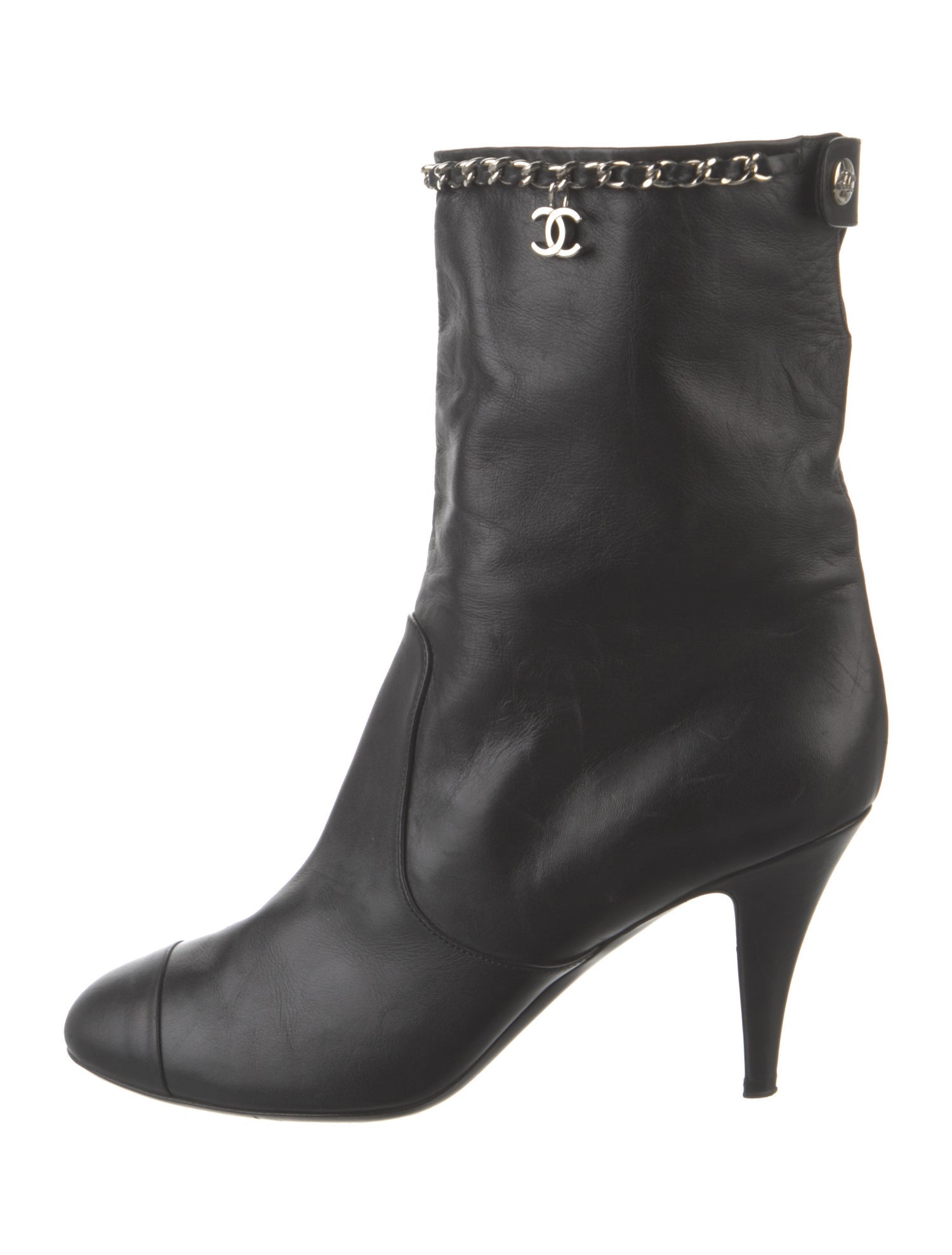 Chanel Interlocking CC Logo Leather Boots