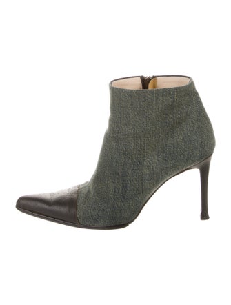 Chanel Interlocking CC Logo Denim Boots