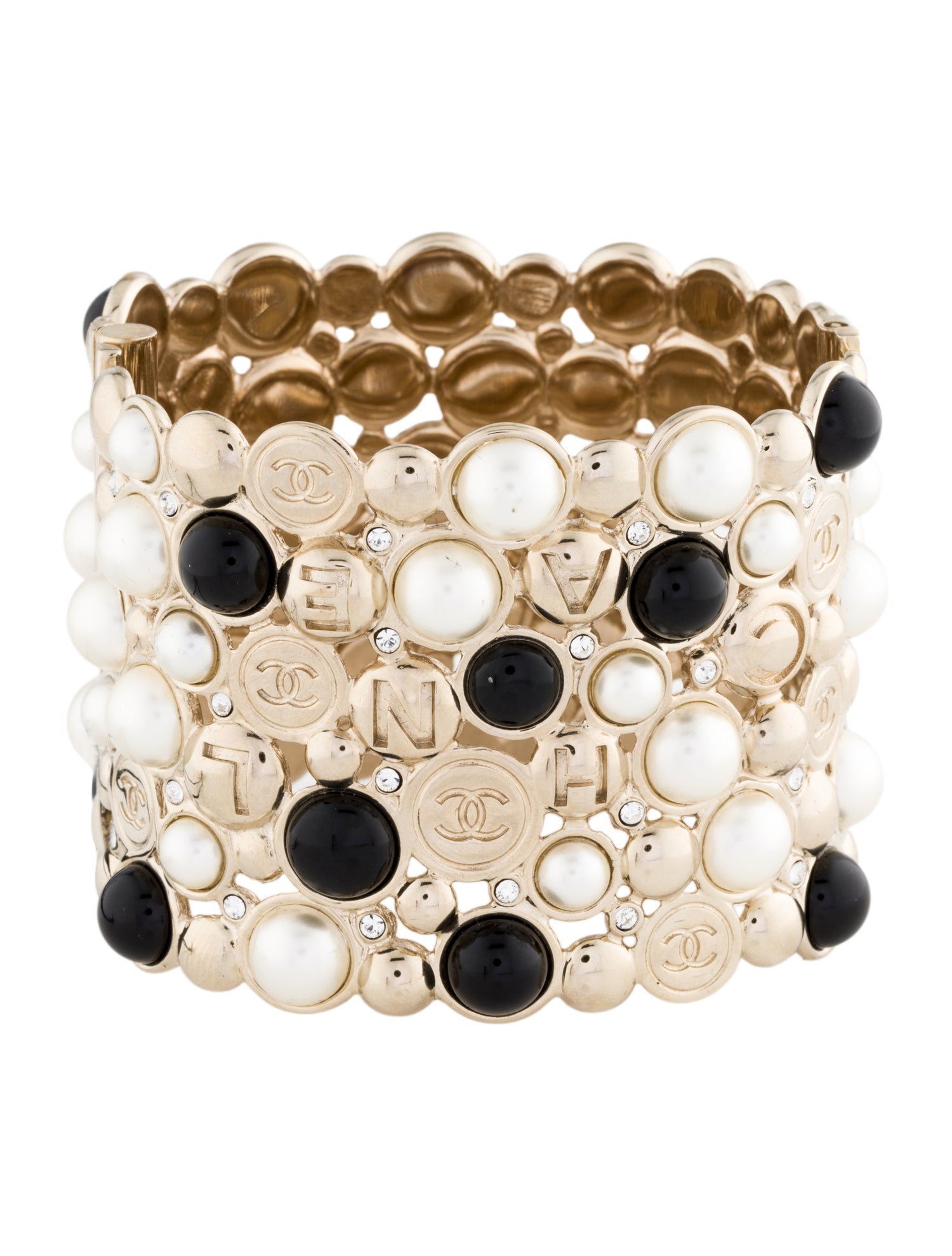 Chanel Faux Pearl, Strass & Resin Cuff Bracelet