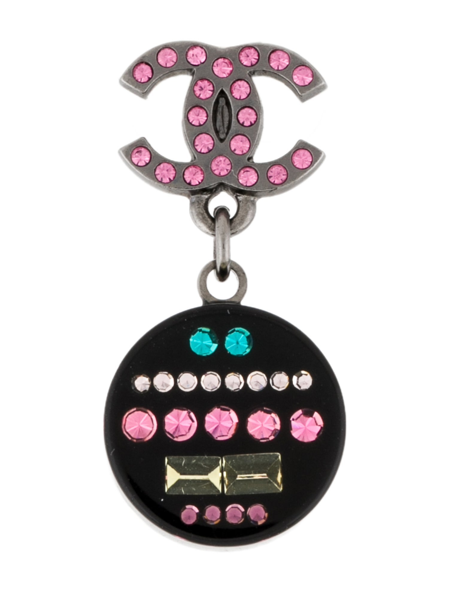 Chanel Resin & Strass CC Single Drop Earrings