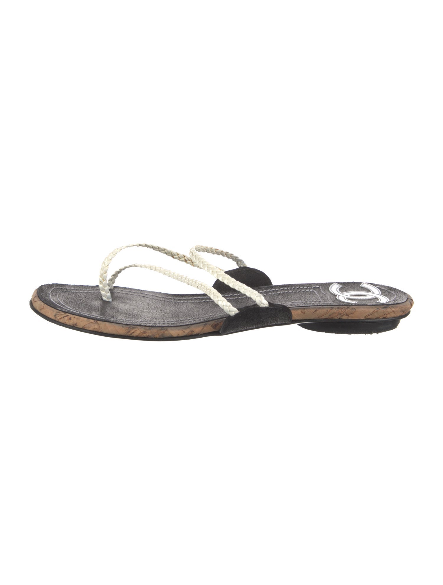 Chanel Interlocking CC Logo Patent Leather Flip Flops