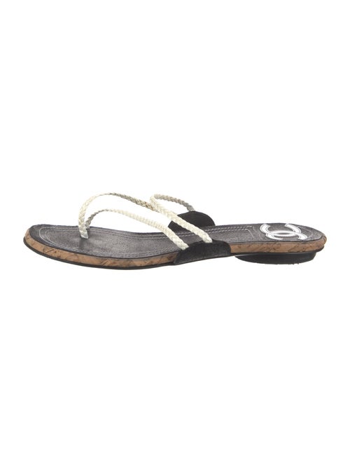 Chanel Interlocking CC Logo Patent Leather Flip Flops