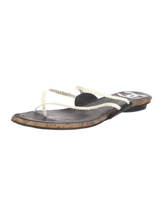 Chanel Interlocking CC Logo Patent Leather Flip Flops