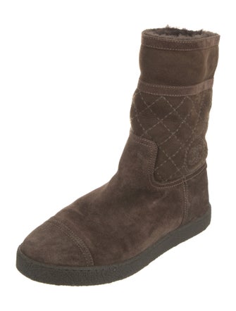 Chanel Interlocking CC Logo Suede Boots