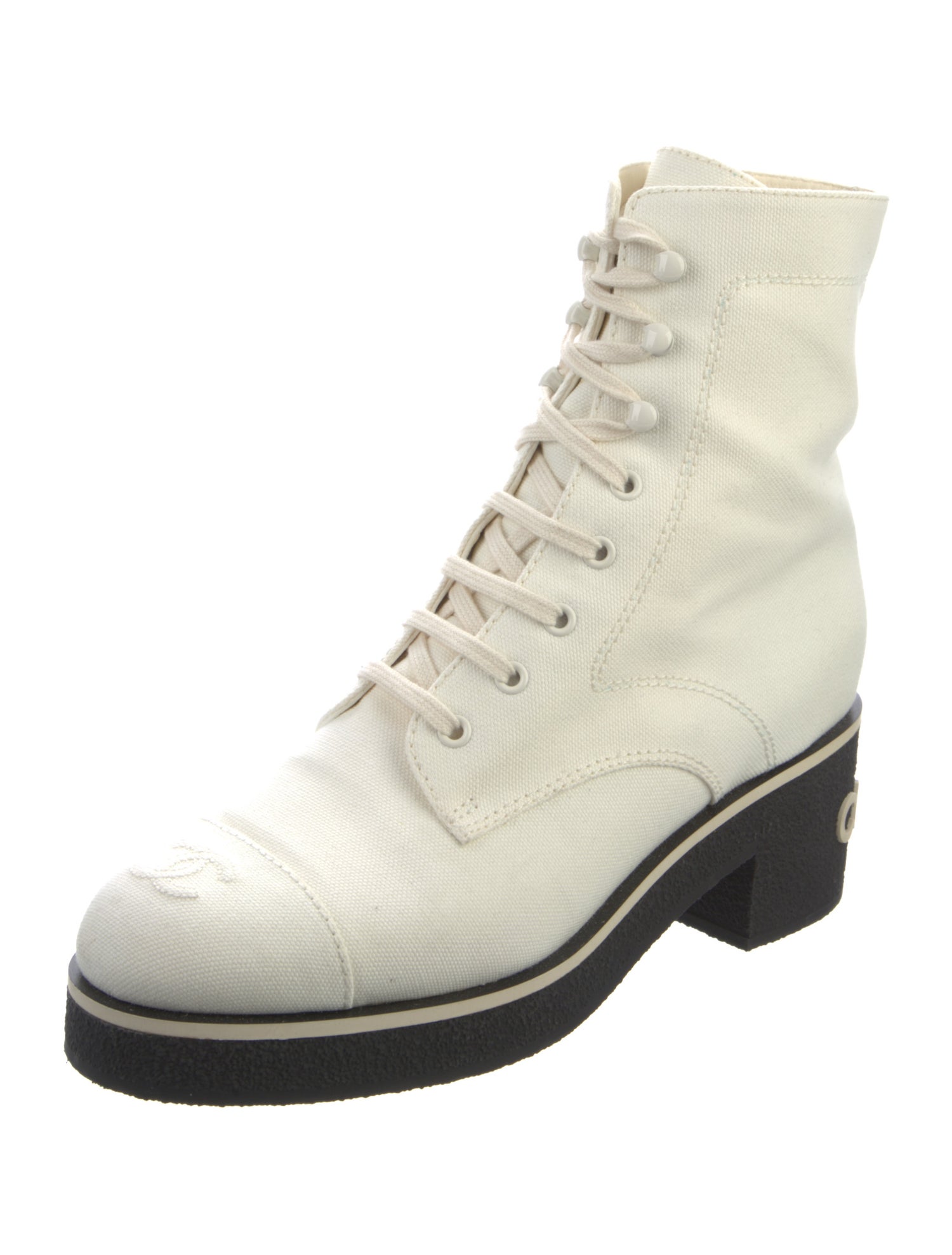 Chanel 2021 Interlocking CC Logo Combat Boots