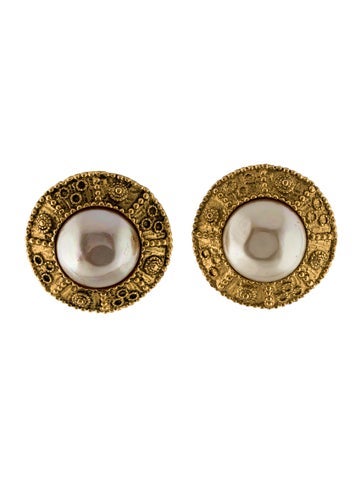 Chanel Clip-On Vintage Faux Pearl Earrings