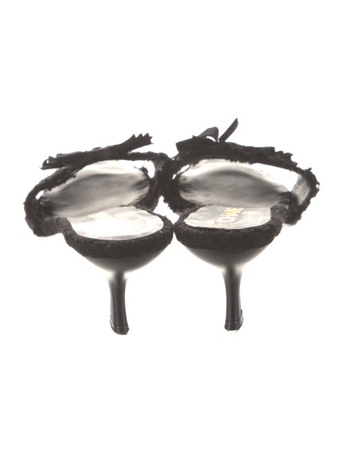 Chanel Interlocking CC Logo Tweed Slides