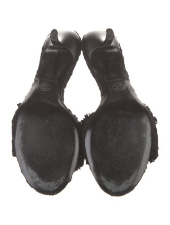 Chanel Interlocking CC Logo Tweed Slides