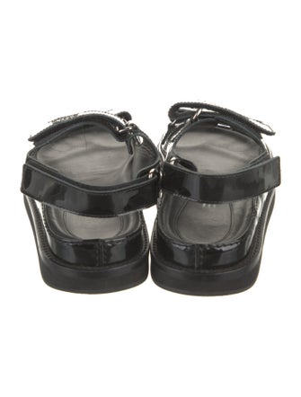 Chanel Interlocking CC Logo Patent Leather Sandals