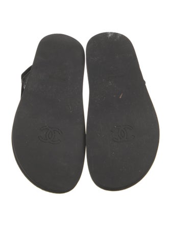 Chanel Interlocking CC Logo Patent Leather Sandals