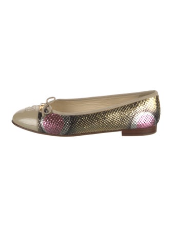Chanel Interlocking CC Logo Snakeskin Ballet Flats