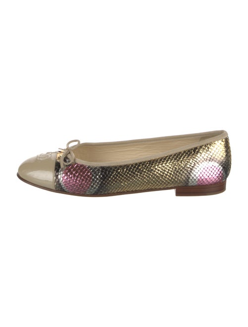 Chanel Interlocking CC Logo Snakeskin Ballet Flats