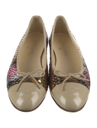 Chanel Interlocking CC Logo Snakeskin Ballet Flats
