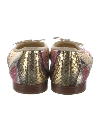 Chanel Interlocking CC Logo Snakeskin Ballet Flats