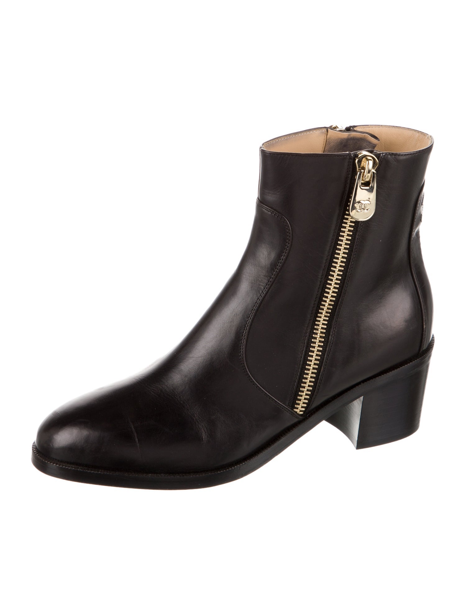 Chanel 2015 Interlocking CC Logo Chelsea Boots
