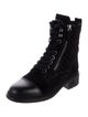 Chanel Quilted Pattern Suede Combat Boots